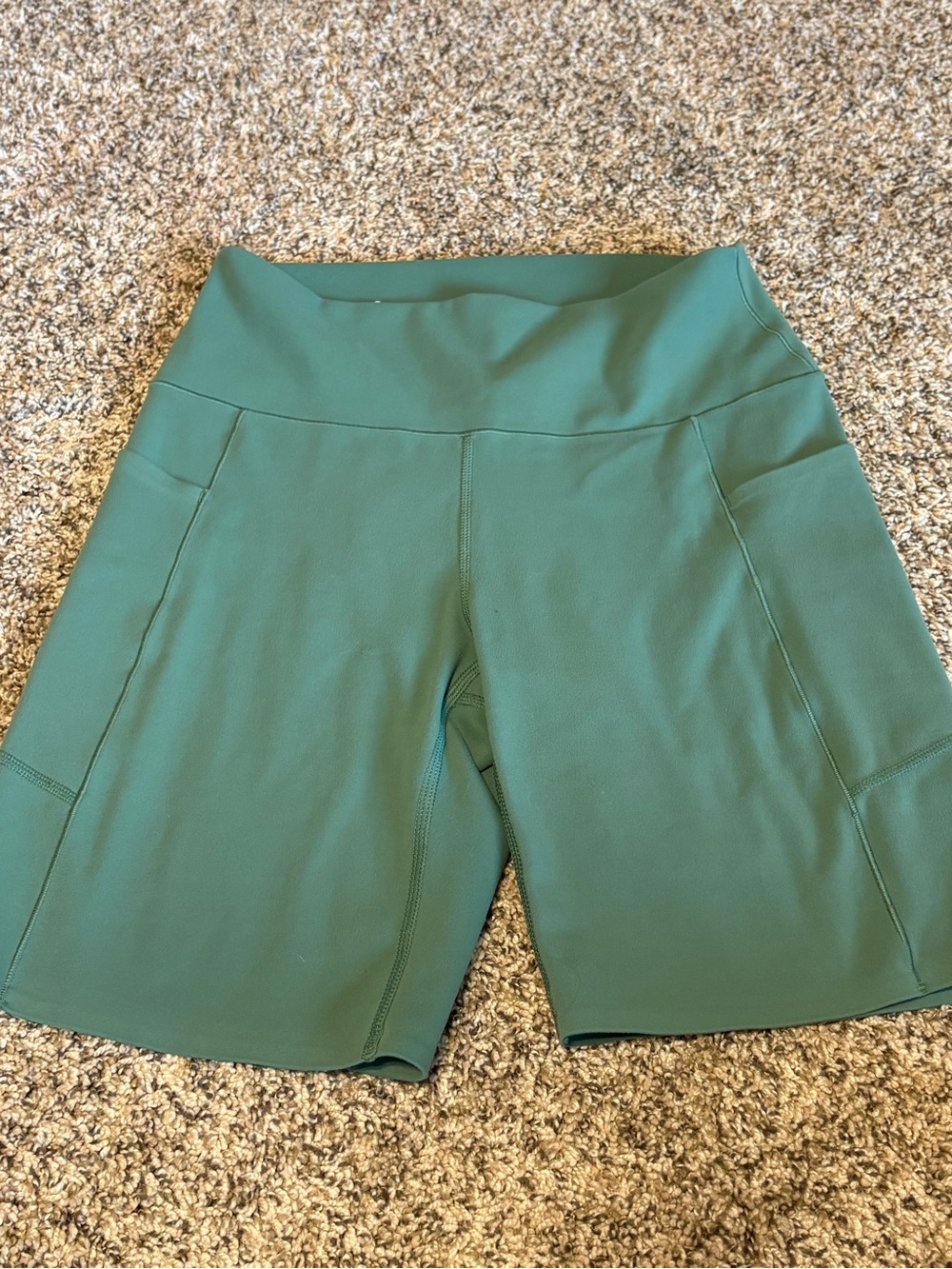High-Waist soft Green Women’s Active Shorts